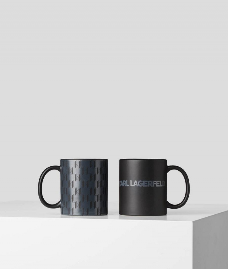 Akcesoria Męskie Karl Lagerfeld WoKL MONOGRAM MUG SET Czarne Szare | PL PQ3462