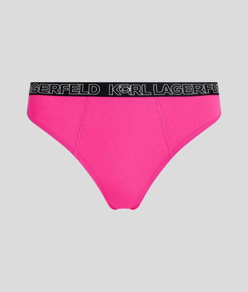 Bielizny Damskie Karl Lagerfeld IKONIK LOGO HIGH-RISE BRIEF Różowe | PL ZG2618