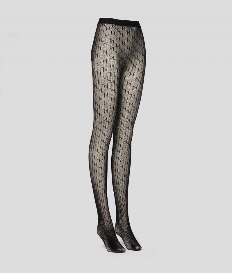 Bielizny Damskie Karl Lagerfeld K/Monogram Tights Czarne | PL OR2603