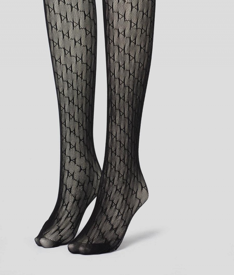 Bielizny Damskie Karl Lagerfeld K/Monogram Tights Czarne | PL OR2603