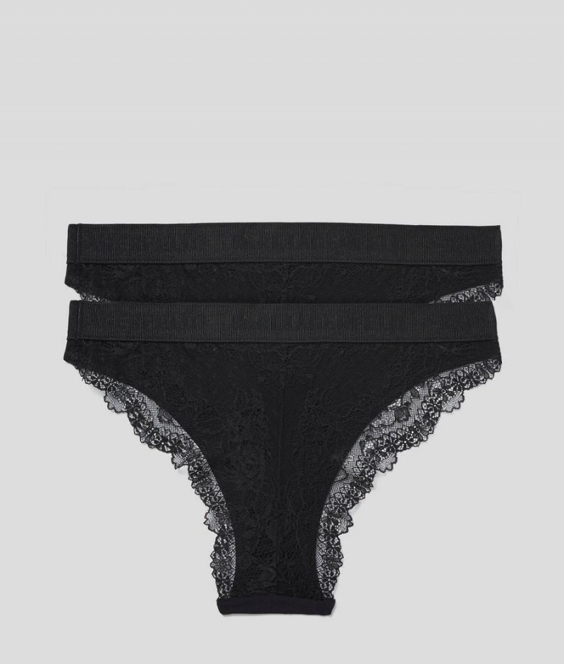 Bielizny Damskie Karl Lagerfeld LACE BRIEFS – 2 PACK Czarne | PL YU2633