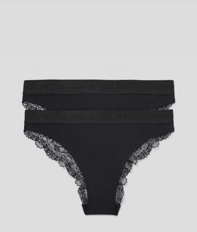 Bielizny Damskie Karl Lagerfeld LACE BRIEFS – 2 PACK Czarne | PL YU2633