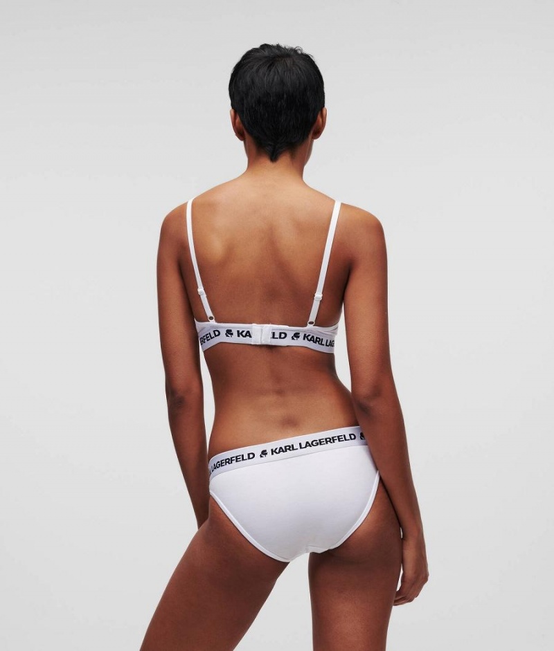 Bielizny Damskie Karl Lagerfeld LOGO BRIEFS Białe | PL DN2599