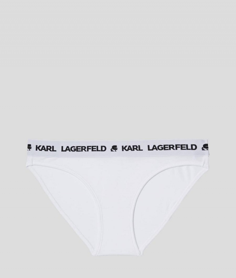 Bielizny Damskie Karl Lagerfeld LOGO BRIEFS Białe | PL DN2599