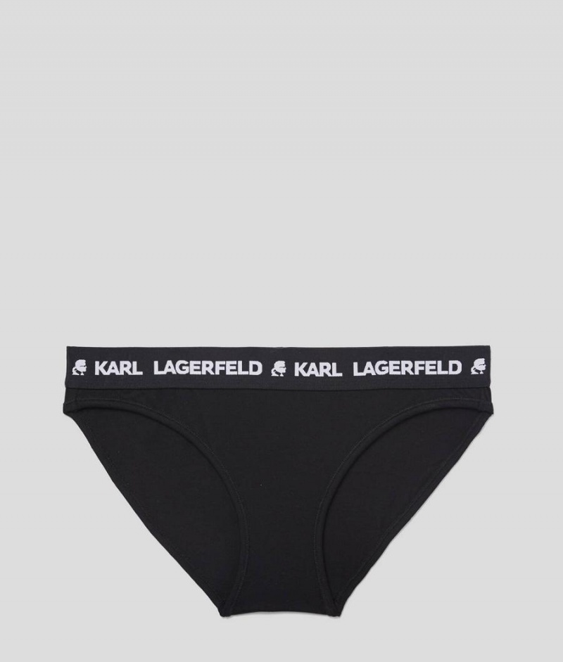 Bielizny Damskie Karl Lagerfeld LOGO BRIEFS Czarne | PL EX2609