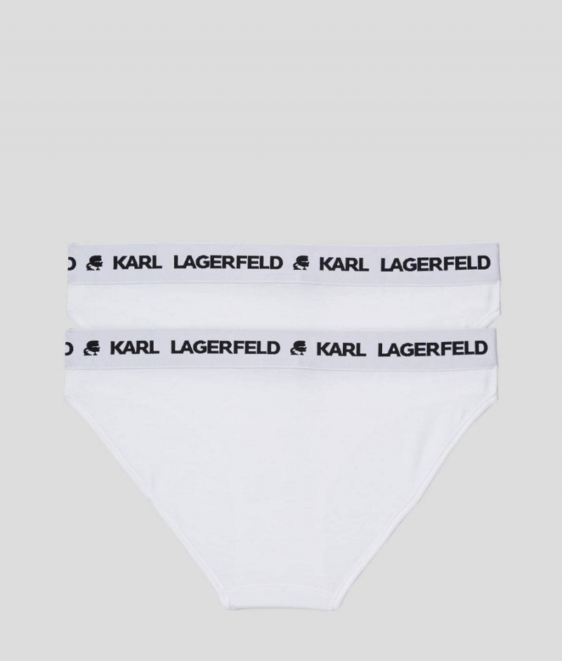 Bielizny Damskie Karl Lagerfeld LOGO BRIEFS – 2 PACK Białe | PL SO2627