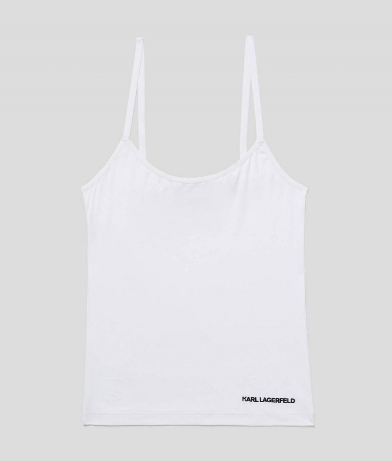 Bielizny Damskie Karl Lagerfeld LOGO CAMISOLE Białe | PL TV2634