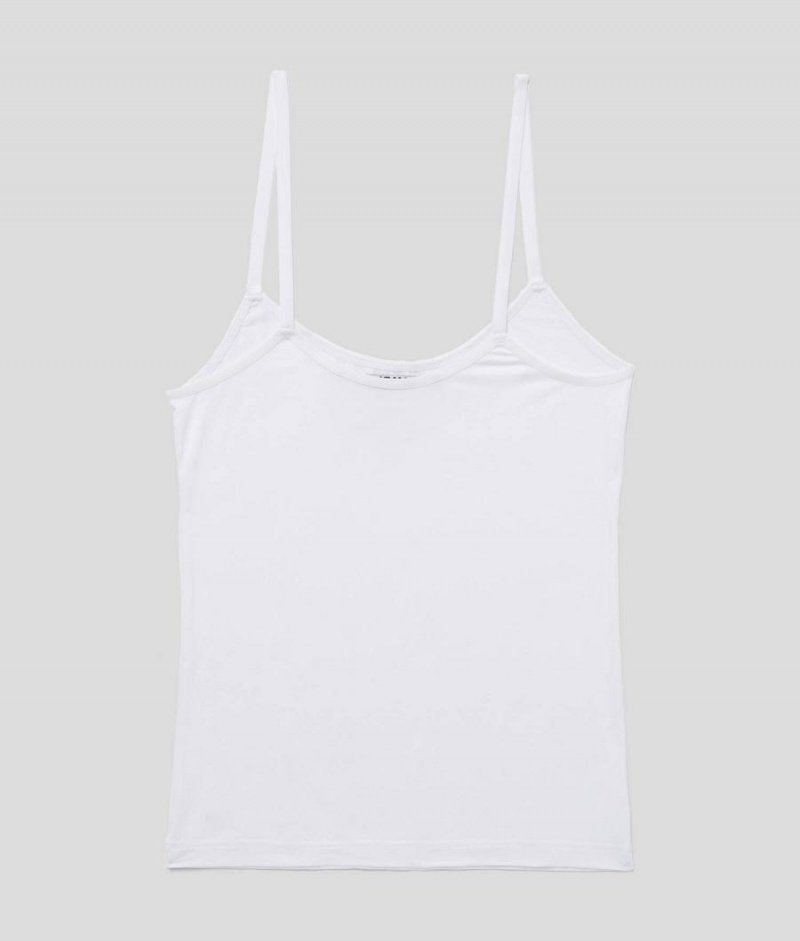 Bielizny Damskie Karl Lagerfeld LOGO CAMISOLE Białe | PL TV2634