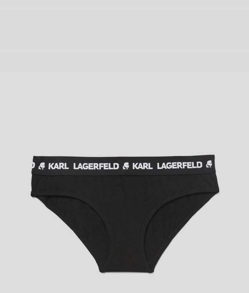 Bielizny Damskie Karl Lagerfeld LOGO HIPSTER BRIEFS Czarne | PL XF2617