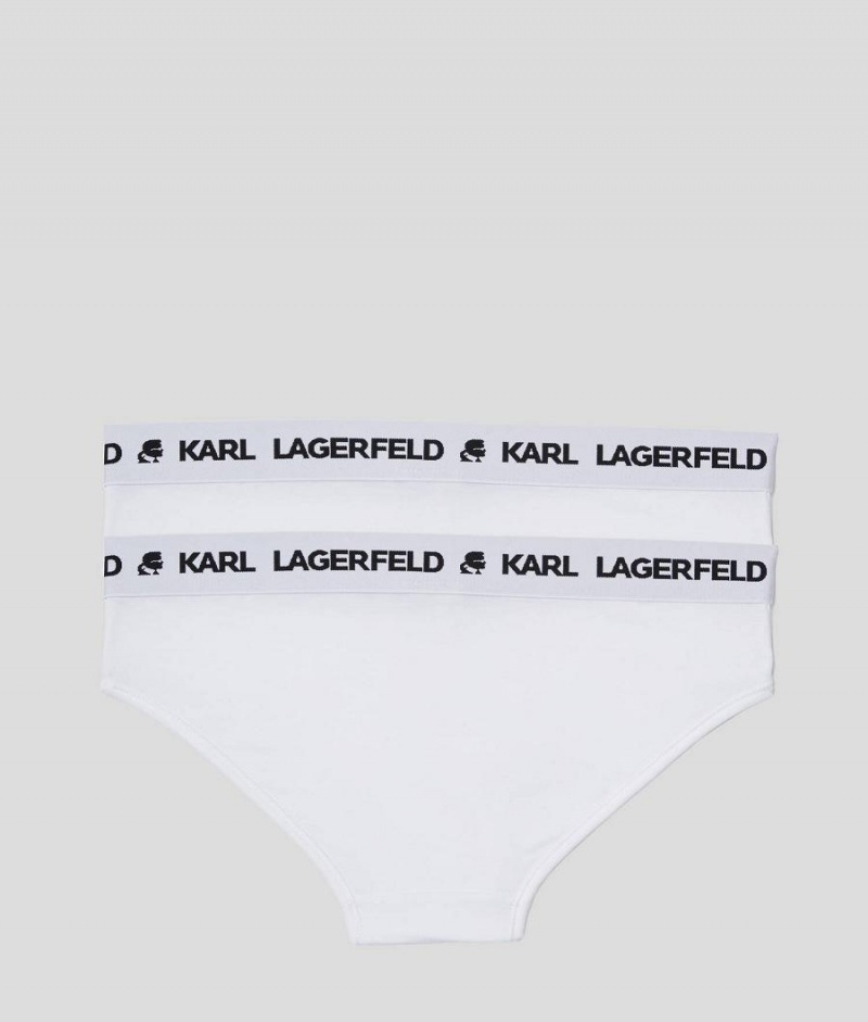 Bielizny Damskie Karl Lagerfeld LOGO HIPSTER BRIEFS - 2 PACK Białe | PL GL2624