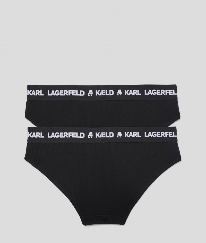 Bielizny Damskie Karl Lagerfeld LOGO HIPSTER BRIEFS - 2 PACK Czarne | PL FM2625