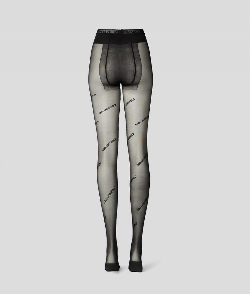 Bielizny Damskie Karl Lagerfeld LOGO TIGHTS Czarne | PL HK2622