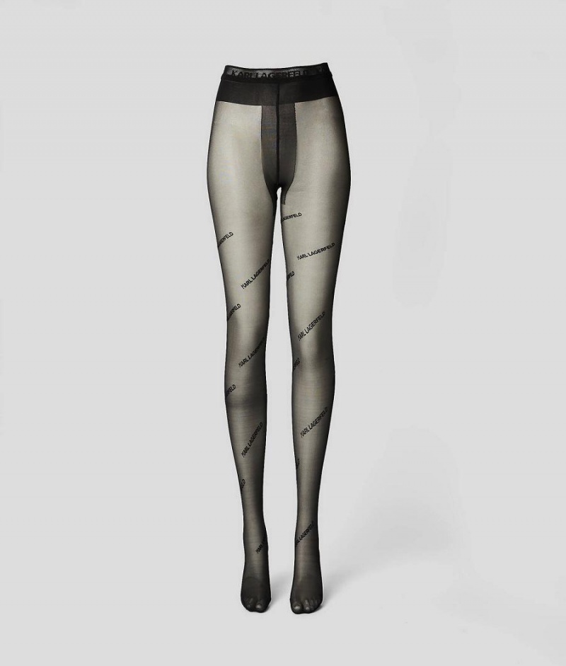 Bielizny Damskie Karl Lagerfeld LOGO TIGHTS Czarne | PL HK2622