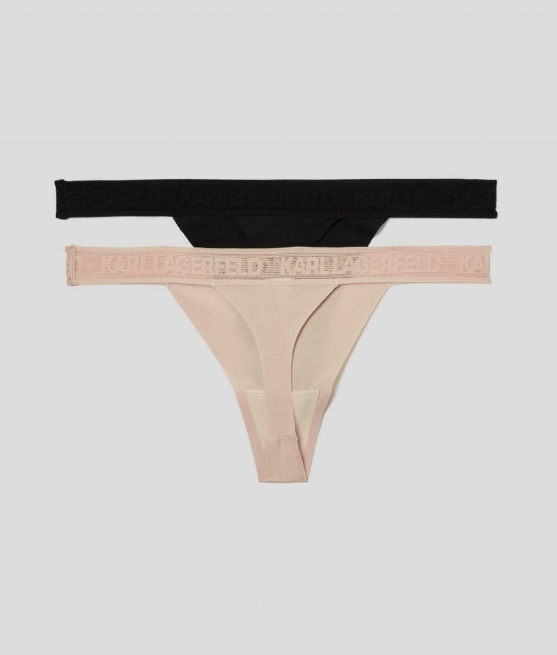 Bielizny Damskie Karl Lagerfeld ULTRA-LIGHT LOGO THONG – 2 PACK Kolorowe | PL DN2626