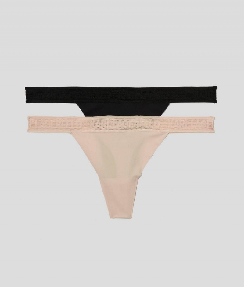 Bielizny Damskie Karl Lagerfeld ULTRA-LIGHT LOGO THONG – 2 PACK Kolorowe | PL DN2626