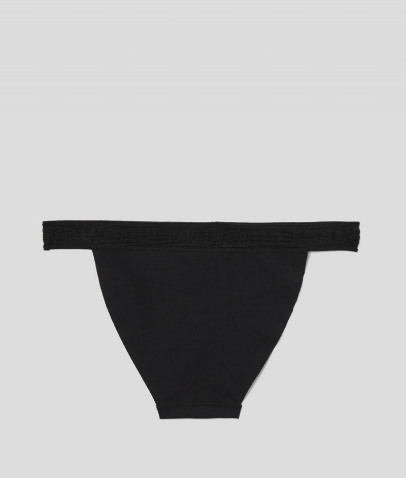 Bielizny Damskie Karl Lagerfeld ULTRA-LIGHT LOGO BRIEFS Czarne | PL PQ2629