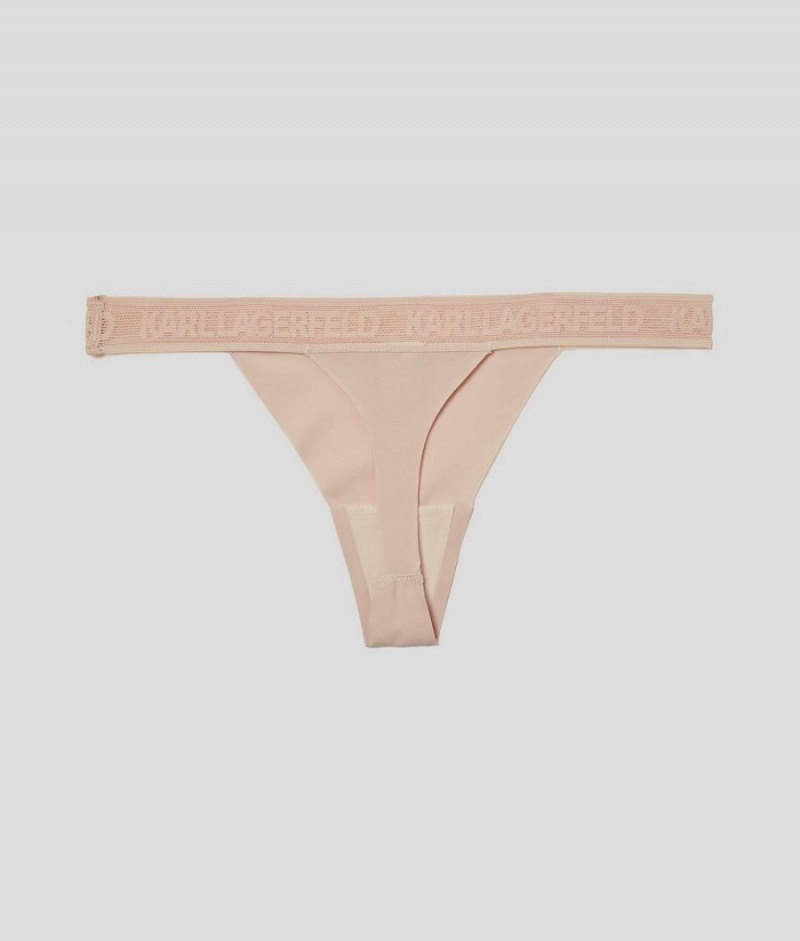 Bielizny Damskie Karl Lagerfeld ULTRA-LIGHT LOGO THONG Brązowe | PL GL2642