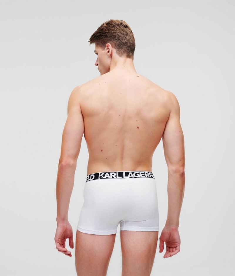 Bielizny Męskie Karl Lagerfeld BOLD LOGO TRUNKS – 3 PACK Czarne Białe | PL YU3986