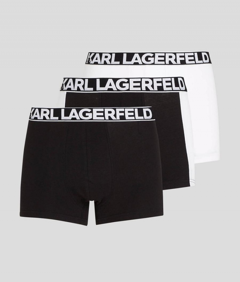 Bielizny Męskie Karl Lagerfeld BOLD LOGO TRUNKS – 3 PACK Czarne Białe | PL YU3986