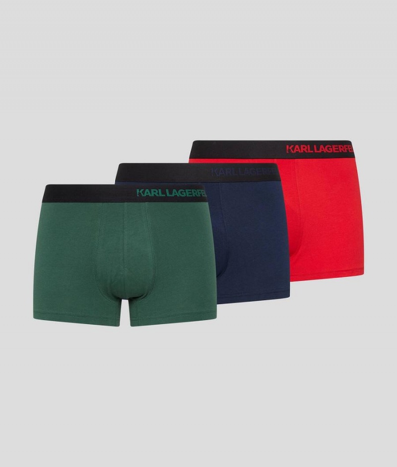 Bielizny Męskie Karl Lagerfeld HIP LOGO TRUNK – 3 PACK Czerwone Zielone Granatowe | PL LH3972