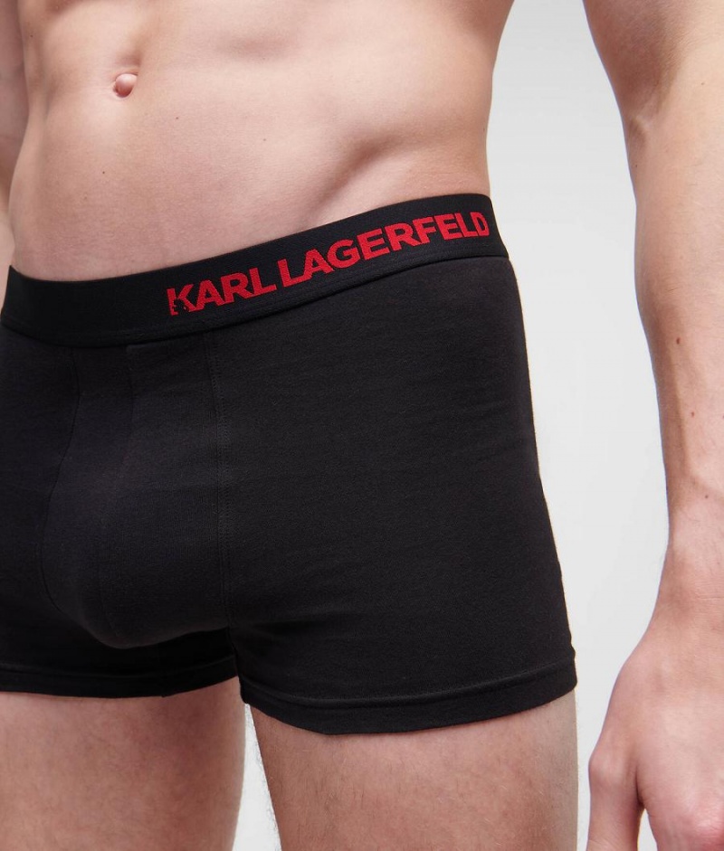 Bielizny Męskie Karl Lagerfeld HIP LOGO TRUNK – 3 PACK Czarne | PL GL3977