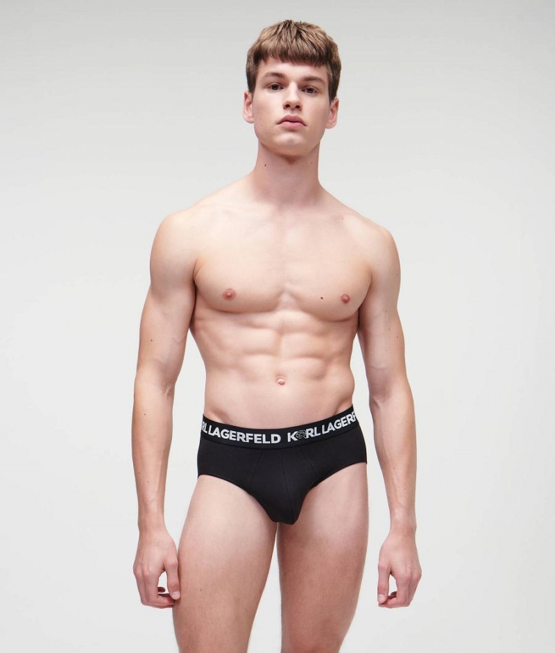 Bielizny Męskie Karl Lagerfeld IKONIK 2.0 BRIEFS – 3 PACK Czarne Czarne | PL SO3980