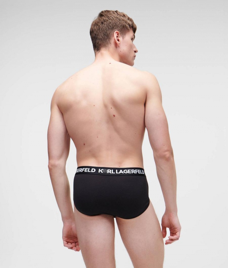 Bielizny Męskie Karl Lagerfeld IKONIK 2.0 BRIEFS – 3 PACK Czarne Czarne | PL SO3980