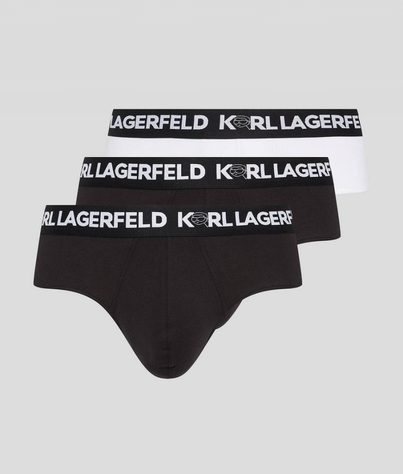 Bielizny Męskie Karl Lagerfeld IKONIK 2.0 BRIEFS – 3 PACK Czarne Czarne | PL SO3980