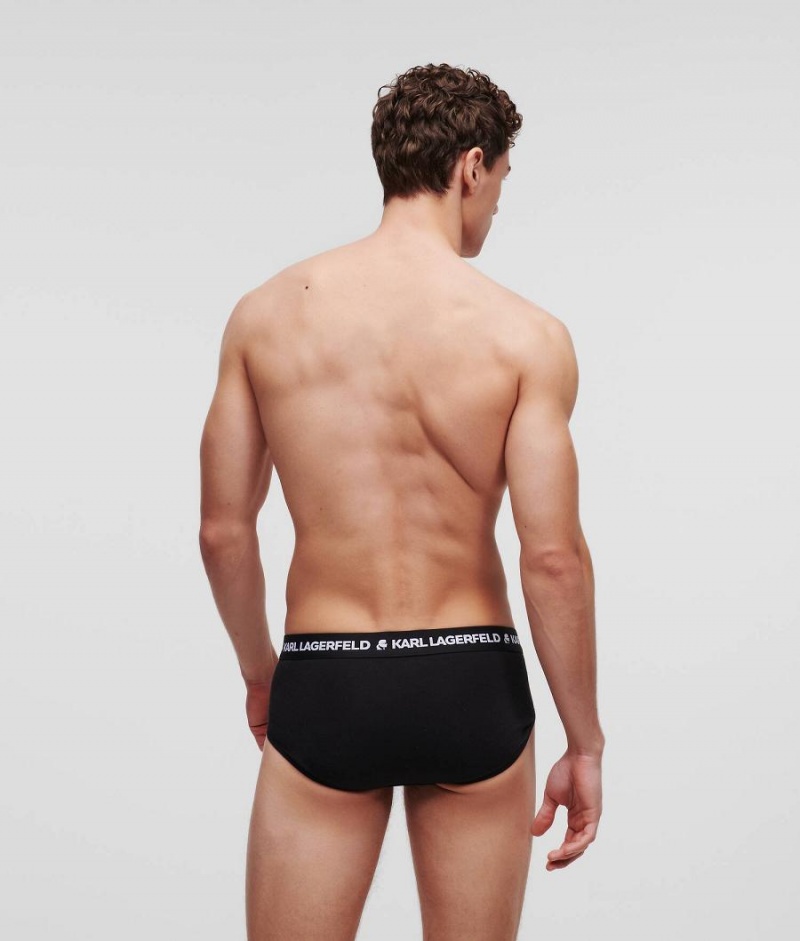 Bielizny Męskie Karl Lagerfeld LOGO BRIEFS 3-PACK Czarne | PL SO3953