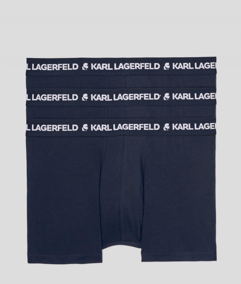 Bielizny Męskie Karl Lagerfeld LOGO MONOCHROME TRUNKS - 3 PACK Granatowe | PL FM3951