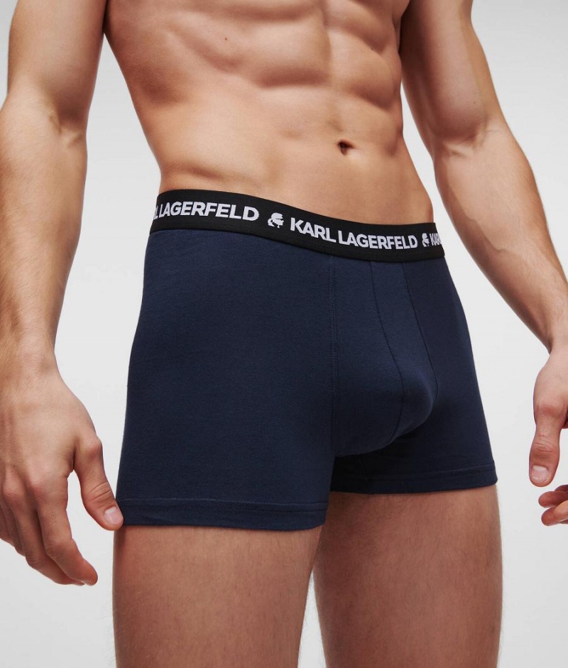 Bielizny Męskie Karl Lagerfeld LOGO MONOCHROME TRUNKS - 3 PACK Granatowe | PL FM3951