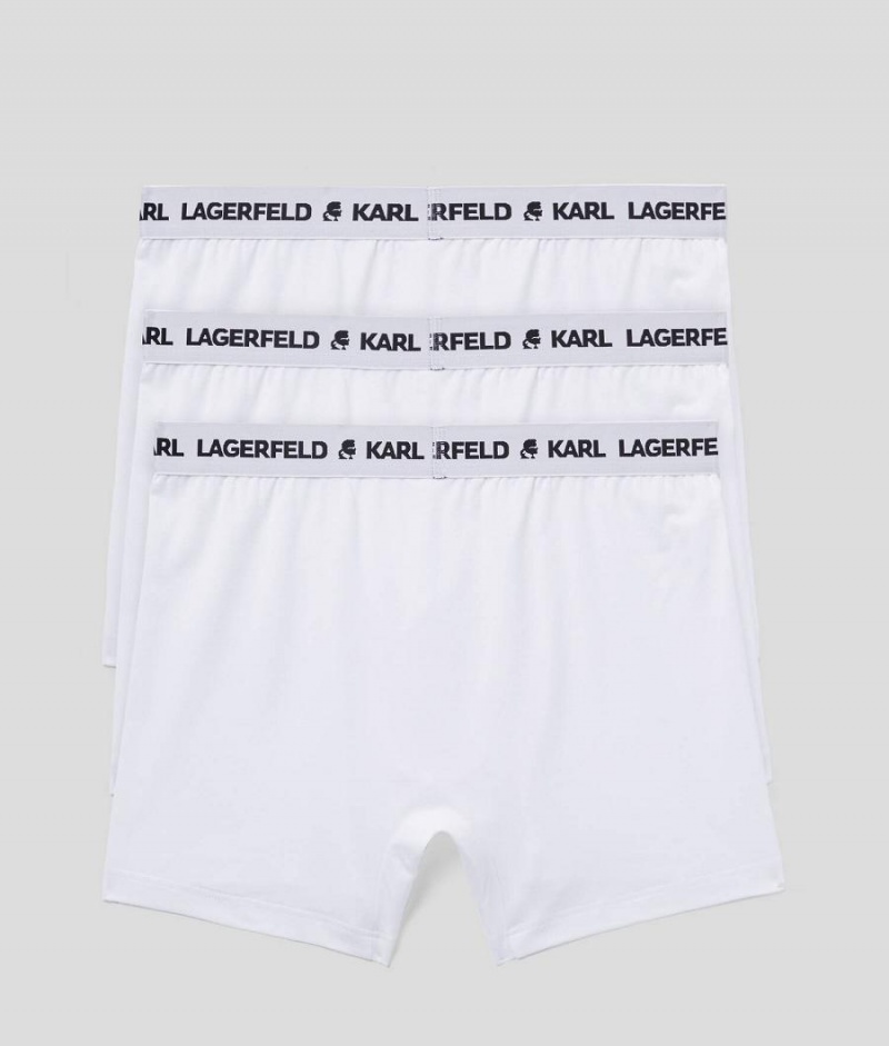 Bielizny Męskie Karl Lagerfeld LOGO MONOCHROME TRUNKS - 3 PACK Białe | PL CE3969