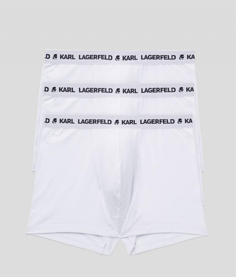 Bielizny Męskie Karl Lagerfeld LOGO MONOCHROME TRUNKS - 3 PACK Białe | PL CE3969