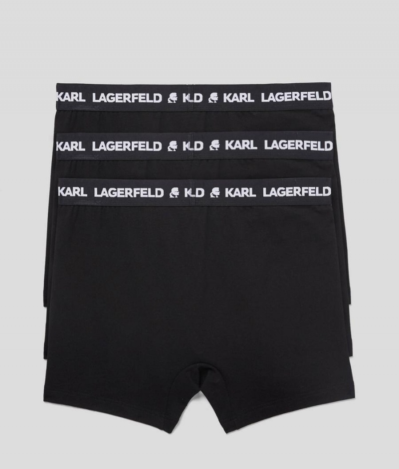 Bielizny Męskie Karl Lagerfeld LOGO MONOCHROME TRUNKS - 3 PACK Czarne | PL FM3978