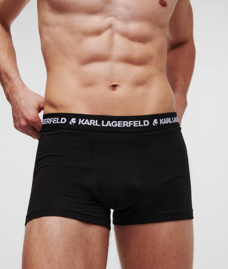 Bielizny Męskie Karl Lagerfeld LOGO MONOCHROME TRUNKS - 3 PACK Czarne | PL FM3978