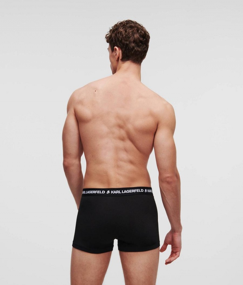 Bielizny Męskie Karl Lagerfeld LOGO MONOCHROME TRUNKS - 3 PACK Czarne | PL FM3978