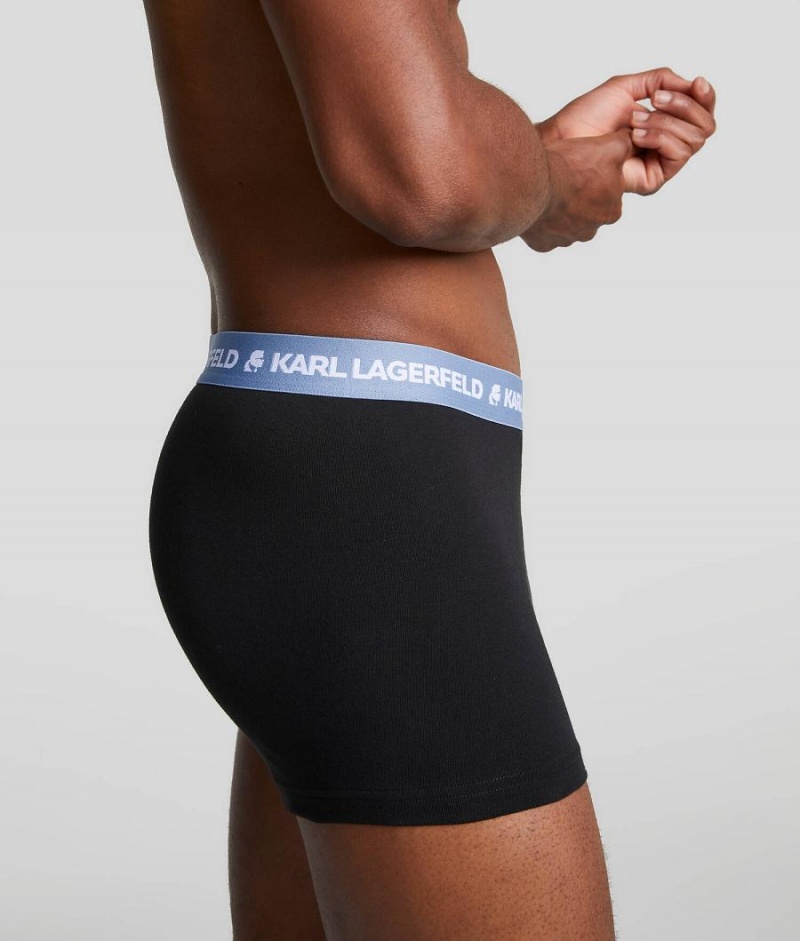 Bielizny Męskie Karl Lagerfeld LOGO TRUNKS - 3 PACK Niebieskie | PL XF3970