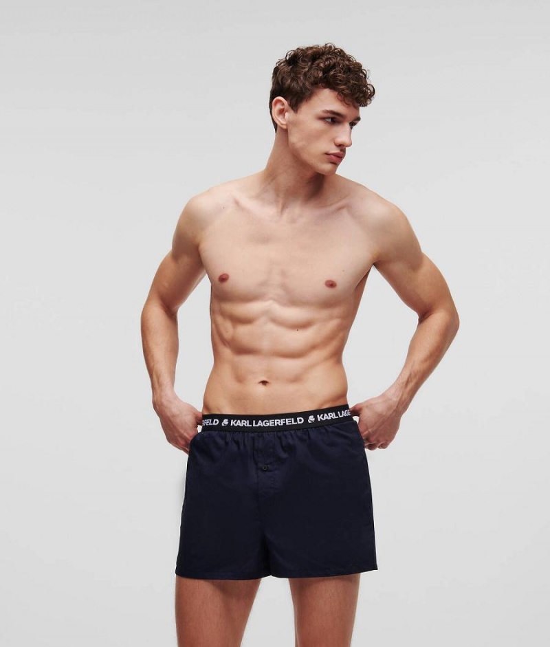 Bielizny Męskie Karl Lagerfeld LOGO WOVEN BOXER SHORTS – 3 PACK Kolorowe | PL VD3968