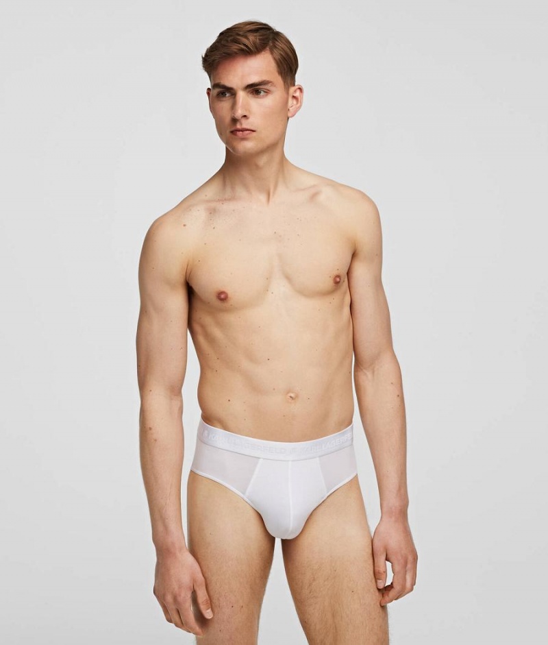 Bielizny Męskie Karl Lagerfeld PREMIUM LOGO BRIEF – 3 PACK Czarne Khaki Białe | PL PQ3955