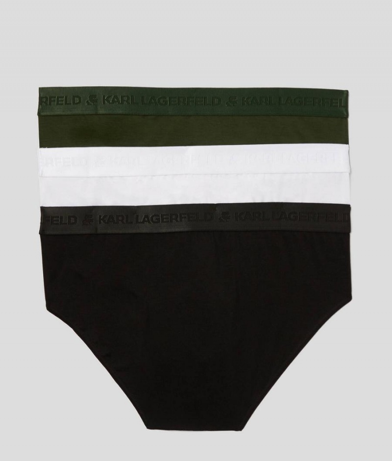 Bielizny Męskie Karl Lagerfeld PREMIUM LOGO BRIEF – 3 PACK Czarne Khaki Białe | PL PQ3955