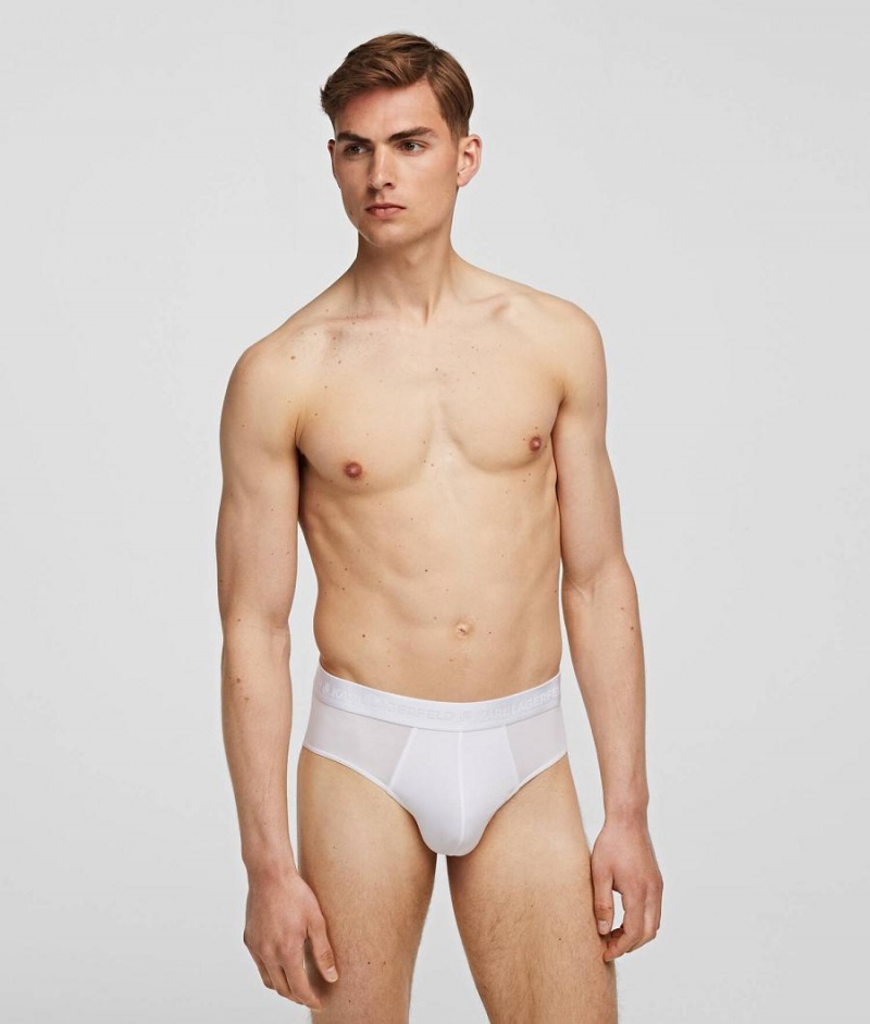 Bielizny Męskie Karl Lagerfeld PREMIUM LOGO BRIEF – 3 PACK Białe | PL SO3998