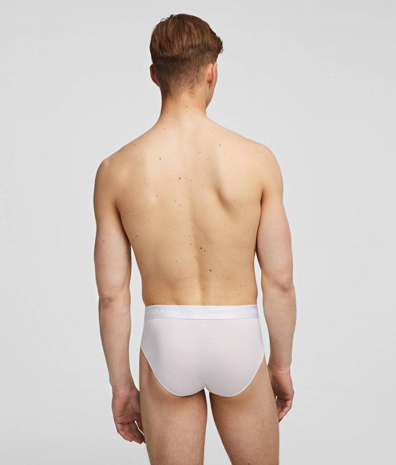 Bielizny Męskie Karl Lagerfeld PREMIUM LOGO BRIEF – 3 PACK Białe | PL SO3998