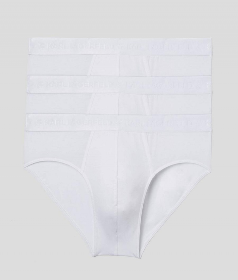 Bielizny Męskie Karl Lagerfeld PREMIUM LOGO BRIEF – 3 PACK Białe | PL SO3998