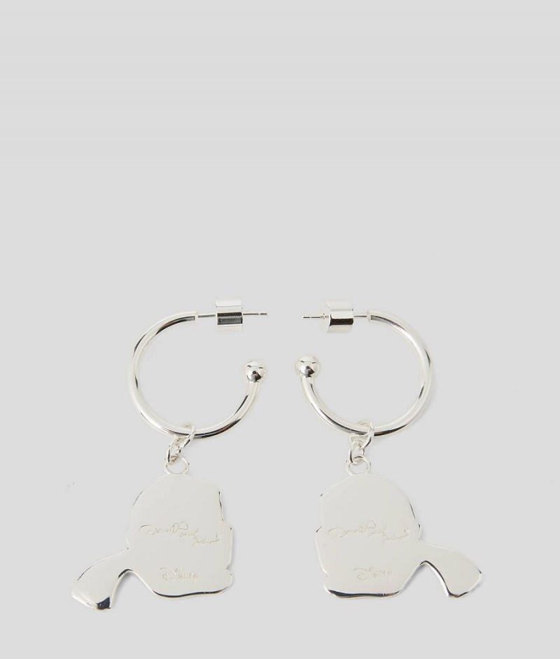 Biżuteria Damskie Karl Lagerfeld DISNEY x HOOP EARRINGS Srebrne | PL VD2152