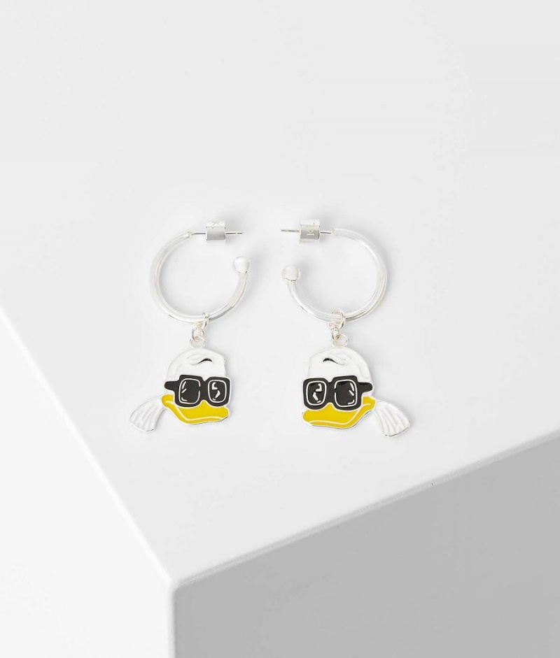 Biżuteria Damskie Karl Lagerfeld DISNEY x HOOP EARRINGS Srebrne | PL VD2152