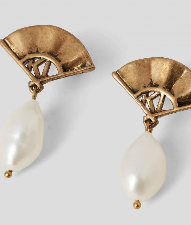 Biżuteria Damskie Karl Lagerfeld K/ARCHIVE FAN PEARL EARRINGS Złote | PL JJ2172