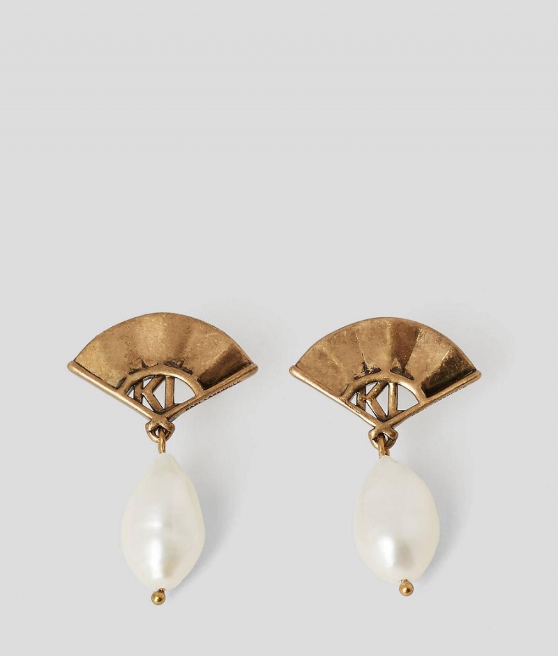 Biżuteria Damskie Karl Lagerfeld K/ARCHIVE FAN PEARL EARRINGS Złote | PL JJ2172