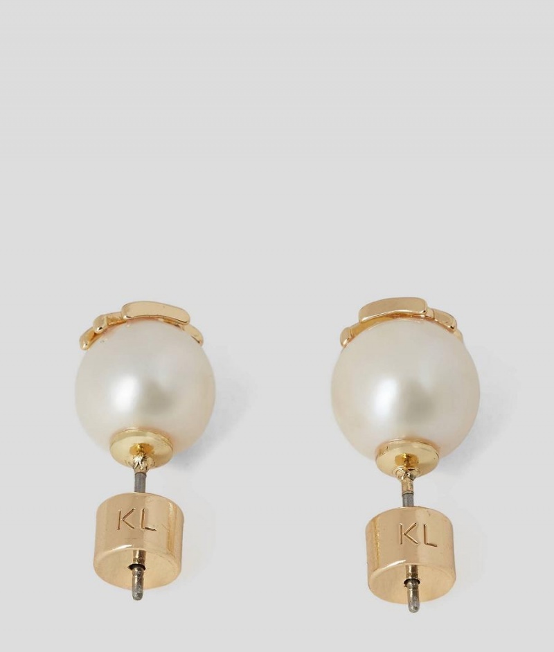 Biżuteria Damskie Karl Lagerfeld K/AUTOGRAPH PEARLS STUD EARRINGS Złote | PL FM2169