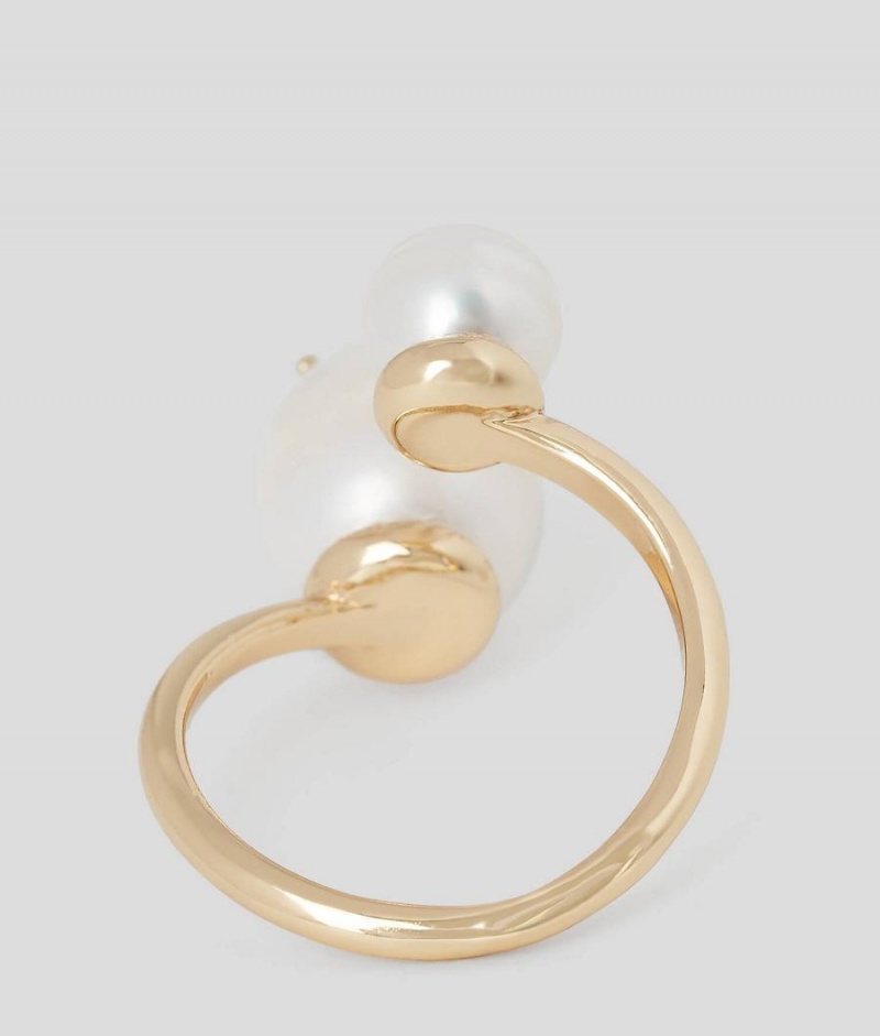 Biżuteria Damskie Karl Lagerfeld K/AUTOGRAPH PEARLS WRAP RING Złote | PL WY2183