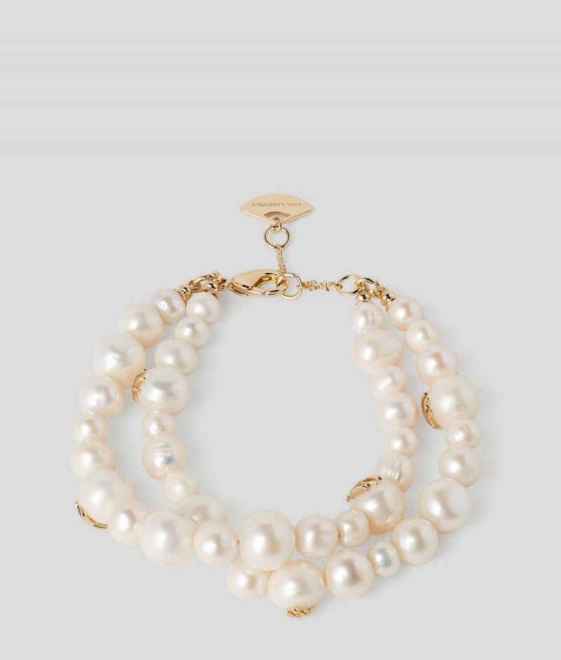 Biżuteria Damskie Karl Lagerfeld K/AUTOGRAPH PEARLS DOUBLE BRACELET Złote | PL EX2184